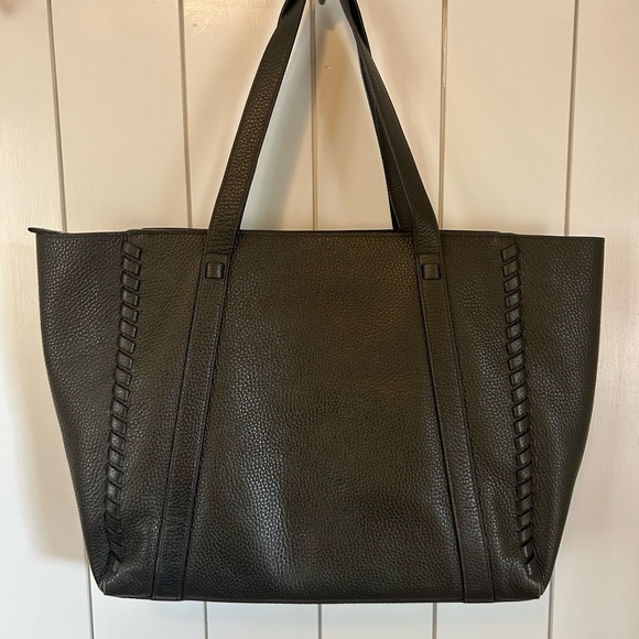 All Saints moss green leather tote with top zipper, pouch and original dust bag - Picture 16 of 17